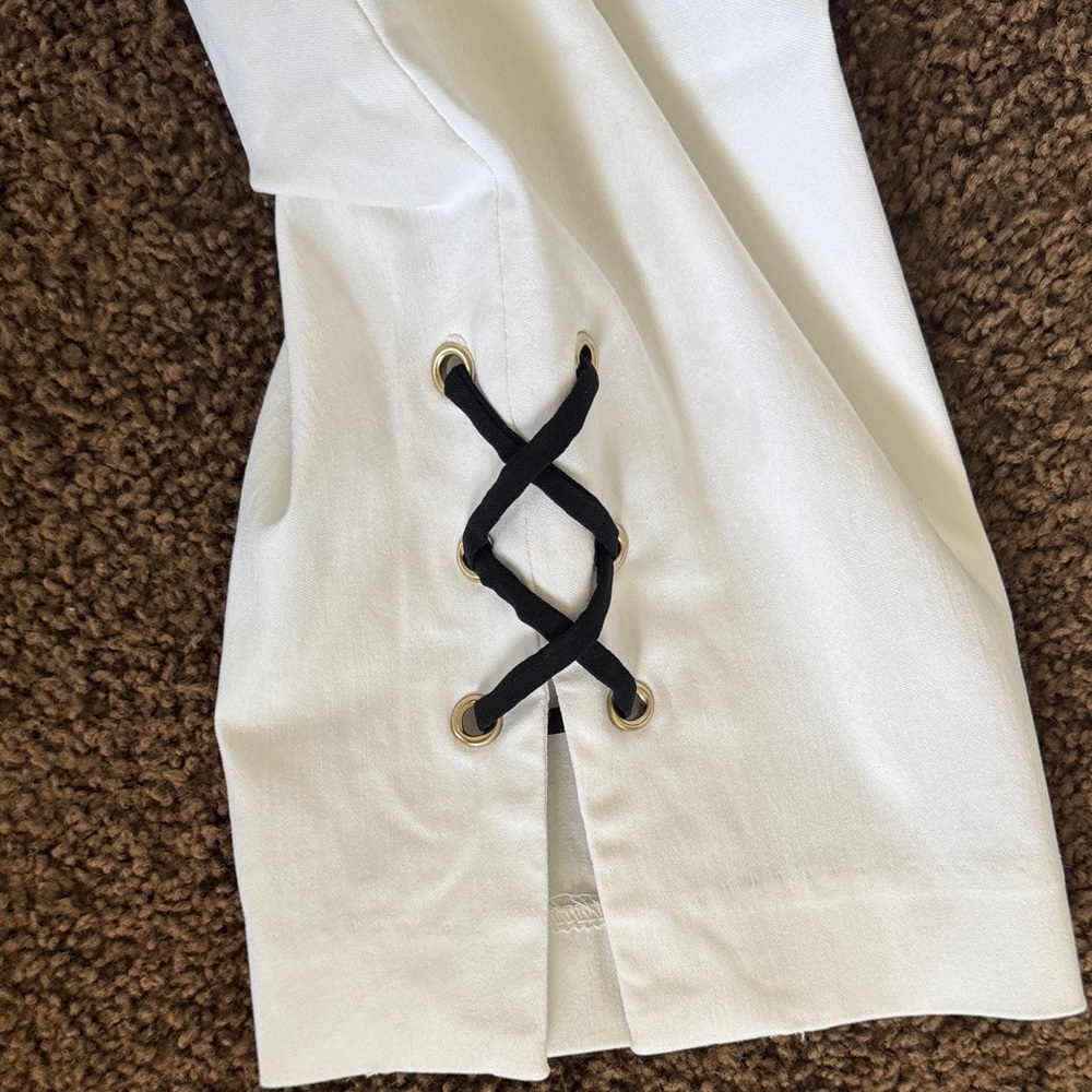 JM Collection White Ankle Pants with Black Accents - Picture 4 of 9